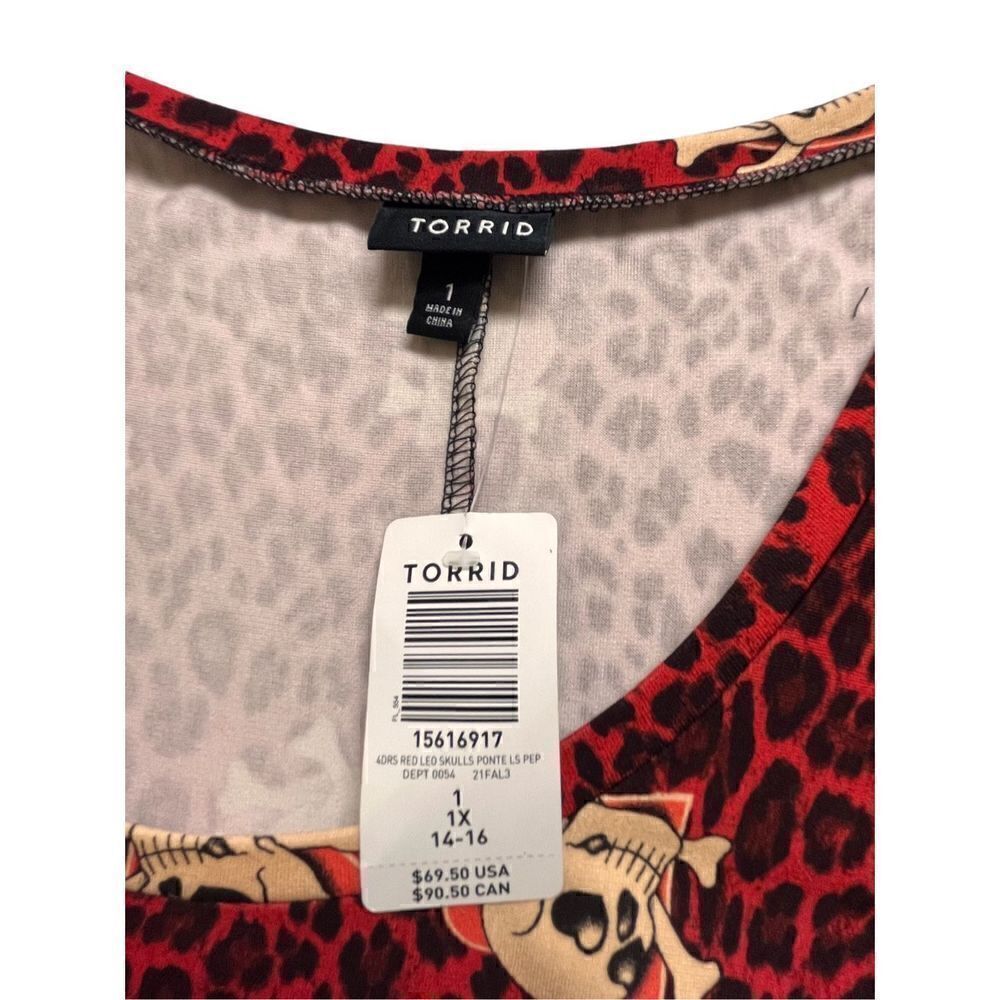 Torrid red leopard print dress with skulls 1X NWT - Picture 4 of 4
